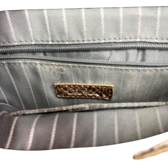 Cole Haan Snake Animal Print Embossed Leather Baguette Handbag Clutch - Picture 8 of 10